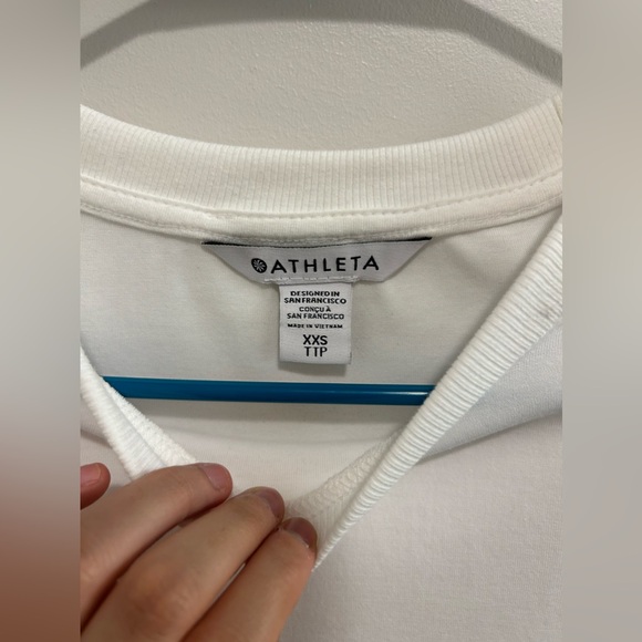 Athleta White Crewneck With Button Up Shirt at the Bottom - Picture 5 of 9